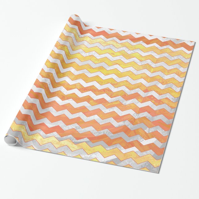Dragons Eye Orange Chevron Pattern Wrapping Paper (Unrolled)