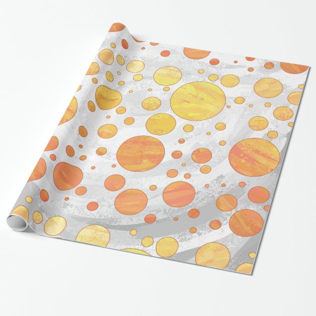Dragons Eye Orange Polka Dot Pattern Wrapping Paper (Unrolled)