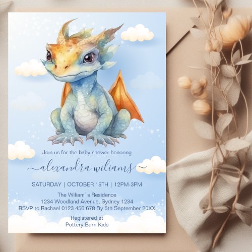 Dragons Fairy Tale Dragon Baby Shower Invitation