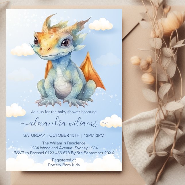 Dragons Fairy Tale Dragon Baby Shower Invitation (Creator Uploaded)