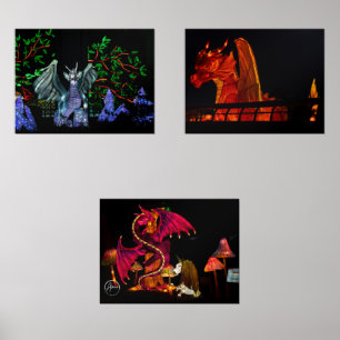 Dragons: Fierce, majestic, and illuminated Wall Art Sets