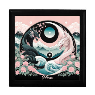 Dragons Floral Mountain Pink Sage Teal Gift Box