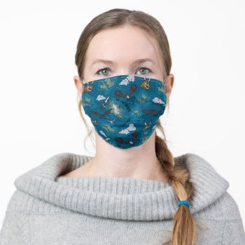 Dragons Flying Over Map Pattern Adult Cloth Face Mask by howtotrainyourdragon at Zazzle