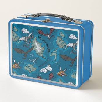 Dragons Flying Over Map Pattern Metal Lunch Box by howtotrainyourdragon at Zazzle