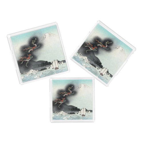 Dragons Fury Sea Battle for Mount Fuji Japan Acrylic Tray