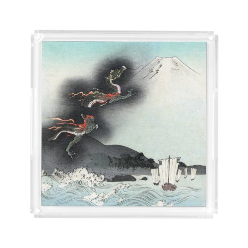 Dragons Fury Sea Battle for Mount Fuji Japan Acrylic Tray