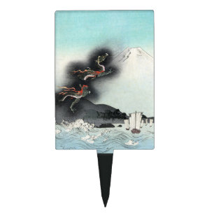 Dragon's Fury Sea Battle for Mount Fuji, Japan Cake Topper