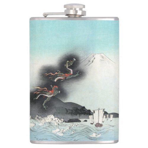 Dragons Fury Sea Battle for Mount Fuji Japan Flask