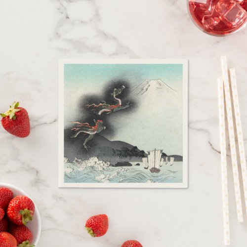 Dragons Fury Sea Battle for Mount Fuji Japan Napkins