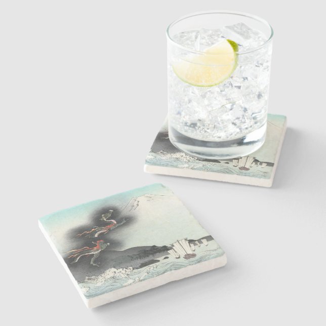 Dragon's Fury Sea Battle for Mount Fuji, Japan Stone Coaster (Side)