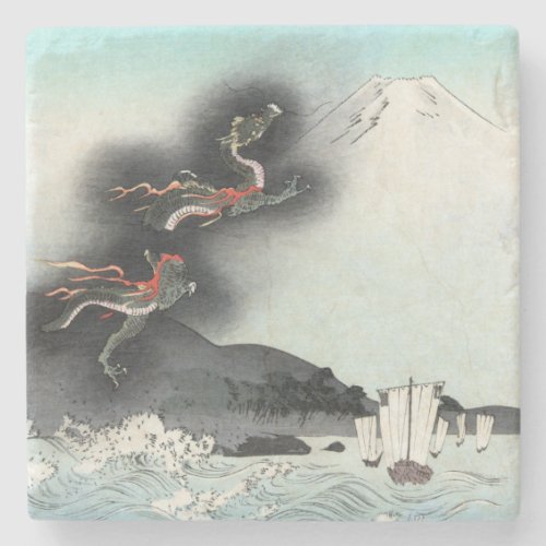 Dragons Fury Sea Battle for Mount Fuji Japan Stone Coaster