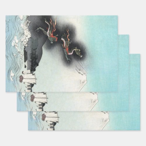 Dragons Fury Sea Battle for Mount Fuji Japan Wrapping Paper Sheets