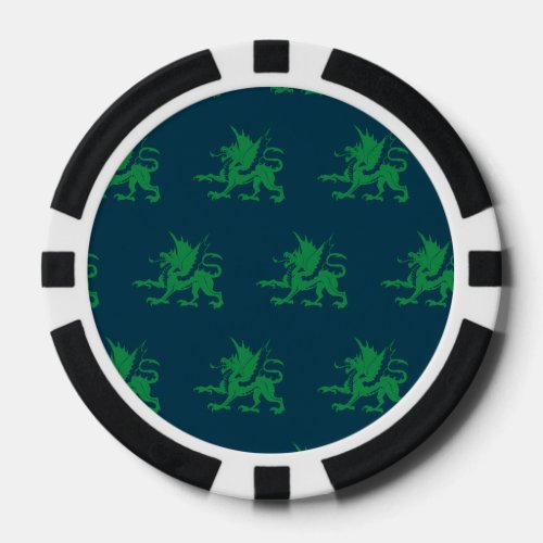 Dragons Green Blue Poker Chips