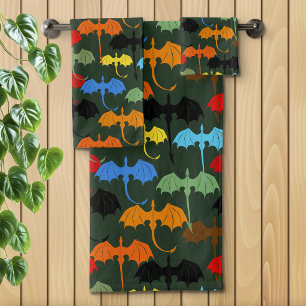 Dragons Green Flight Fantasy Bath Towel Set
