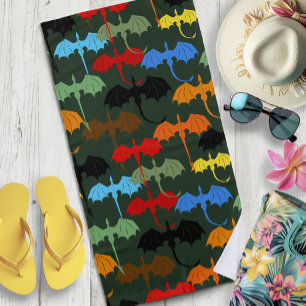 Dragons Green Flight Fantasy Beach Towel