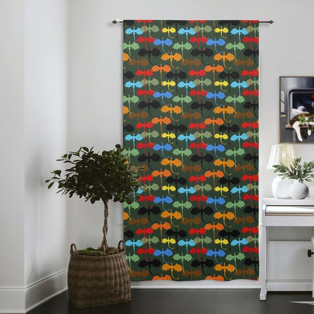 Dragons Green Flight Fantasy Blackout Curtains (Creator Uploaded)