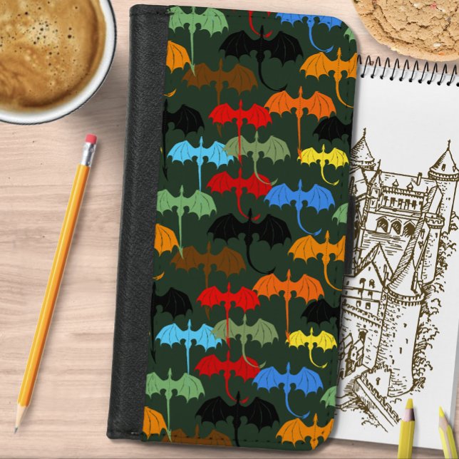  Dragons Green Flight Fantasy iPhone Wallet Case (Creator Uploaded)