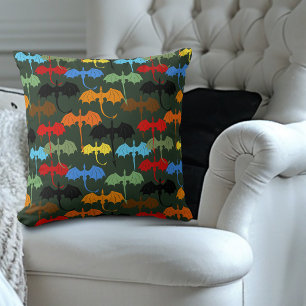 Dragons Green Flight Fantasy Throw Pillow