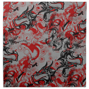 Dragons Grungy Abstract Art Cloth Napkin
