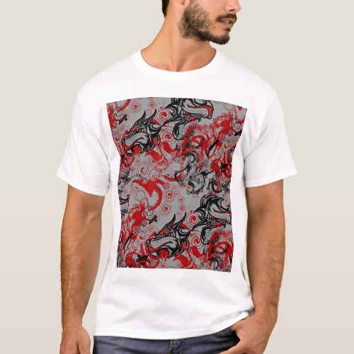 Dragons Grungy Abstract Art T_Shirt