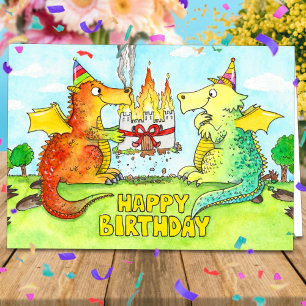 Dragons Happy Birthday greeting card by N. Janes