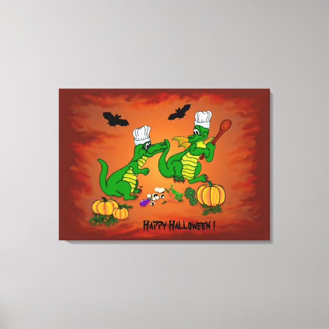 Dragons - Happy Halloween ! Today I will cook Canvas Print (Front)