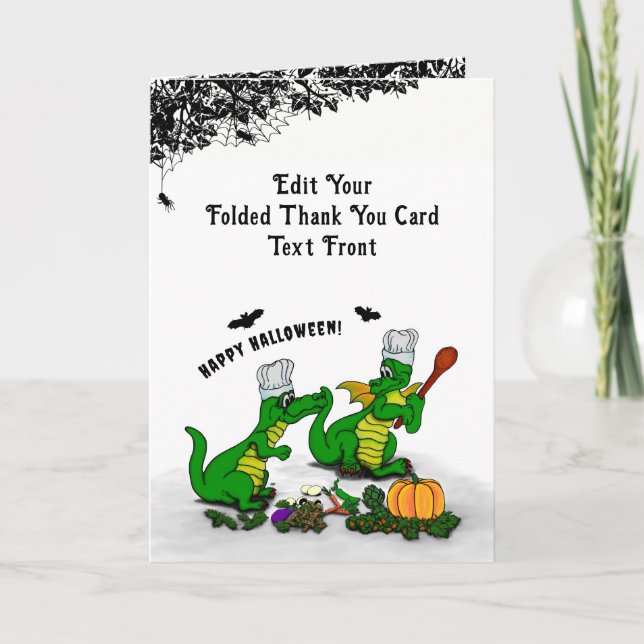 Dragons - Happy Halloween ! Today I will cook Thank You Card (Front)