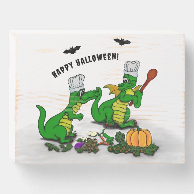 Dragons - Happy Halloween ! Today I will cook Wooden Box Sign (Front Horizontal)
