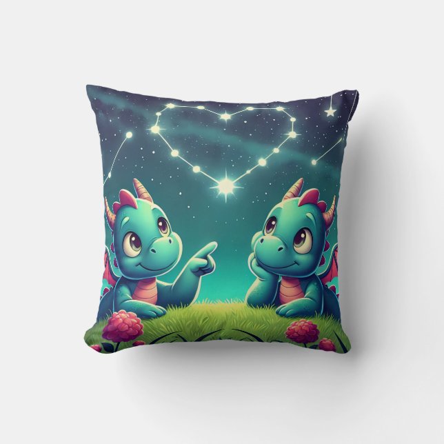 Dragon's Heart Stargazing Throw Pillow (Front)