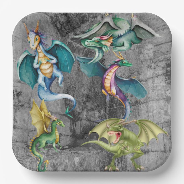 Dragons in a Corner Paper Plates (Front)
