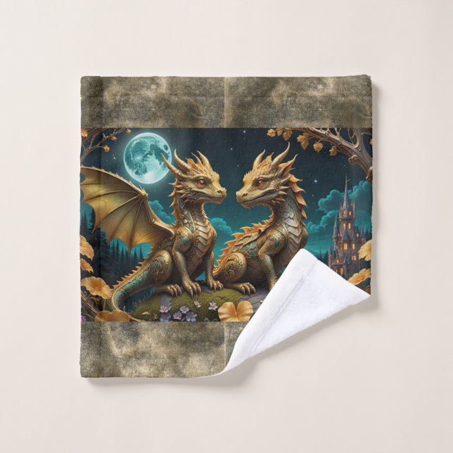 Dragon's in the moonlight wash cloth (Wash Cloth)