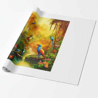 "Dragon's Jungle Symphony: Majestic Oil Painting" Wrapping Paper