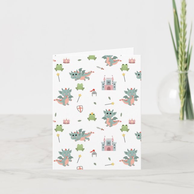 Dragons Knights Fairytale Medieval Castle Card (Front)