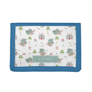 Dragons Knights Fairytale Medieval Castle Kids Trifold Wallet