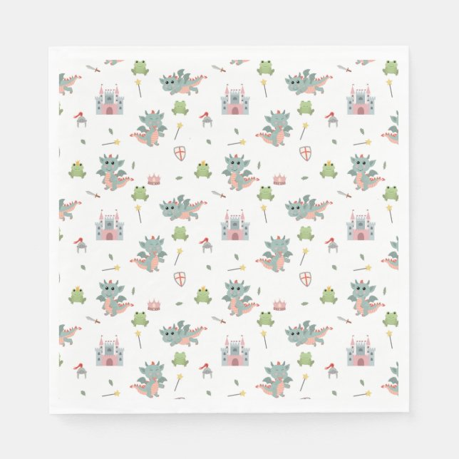 Dragons Knights Fairytale Medieval Castle Napkins (Front)