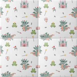 Dragons Knights Fairytale Medieval Castle Nursery Ceramic Tile