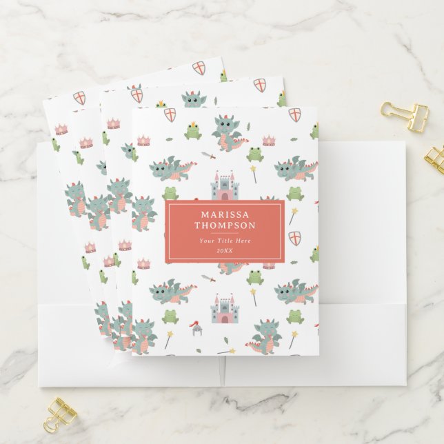 Dragons Knights Fairytale Medieval Castle Pocket Folder (In Situ)