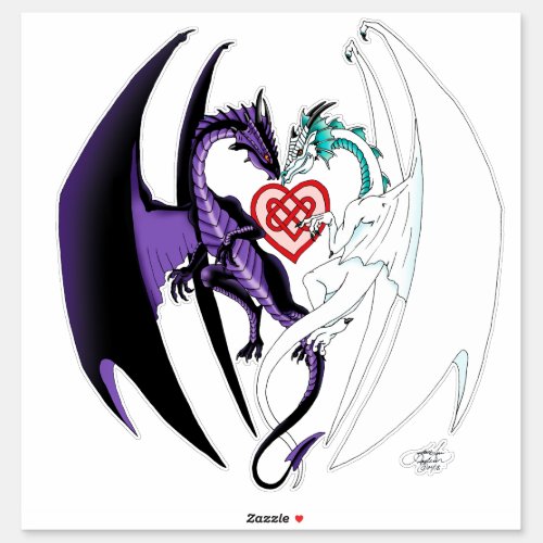 Dragons Love Heart Blue Sticker
