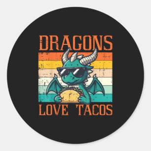 Dragons Love Tacos Funny Mexican Food Fiesta Men W Classic Round Sticker