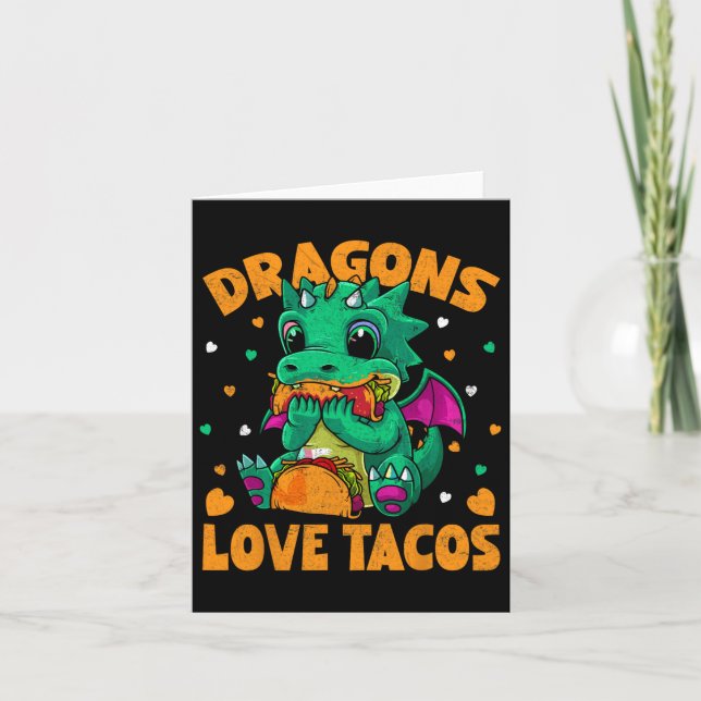 Dragons Love Tacos Funny Tacos Food Lover  Card (Front)