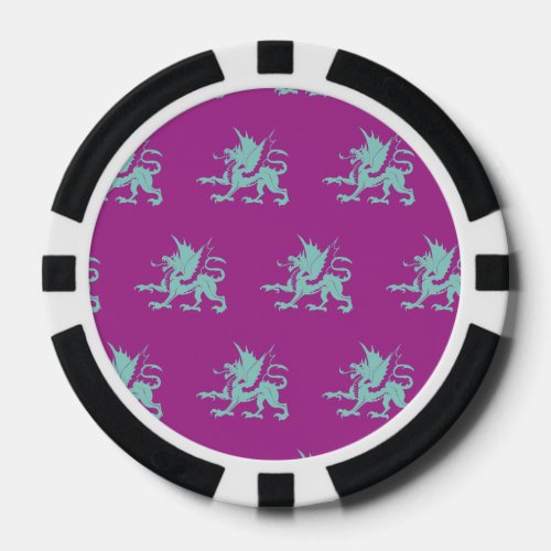 Dragons Magenta Grey Poker Chips