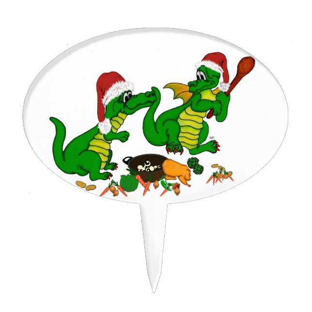 Dragons - Merry Christmas ! - today I will cook Cake Topper (Front)