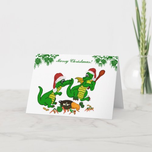 Dragons _ Merry Christmas  _ today I will cook Holiday Card