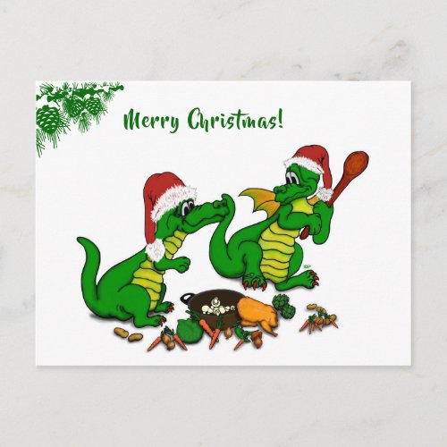 Dragons _ Merry Christmas  _ today I will cook Holiday Postcard