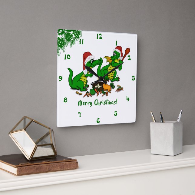 Dragons - Merry Christmas ! - today I will cook Square Wall Clock (Office)