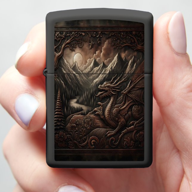 Dragon's Moonlight Vigil Zippo Lighter (In Hand)