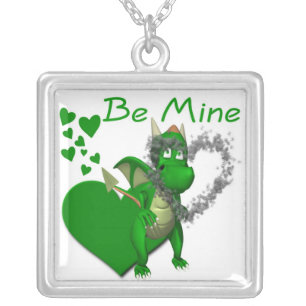 Dragons Need Valentines Too! Silver Plated Necklace
