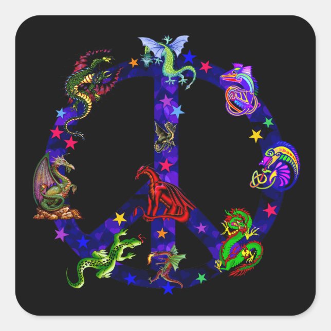 Dragons Of Peace Square Sticker (Front)