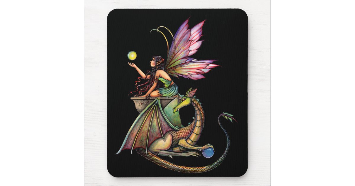 Dragon S Orbs Fairy And Dragon By Molly Harrison Mouse Pad Zazzle Com