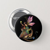 Dragon's Orbs Fairy and Dragon by Molly Harrison Pinback Button (Front & Back)